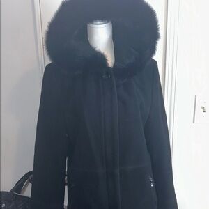 SAACHI Black Fur-Trimmed Hooded Jacket